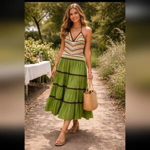 BCBGMaxAzria Vibrant Green Maxi Skirt